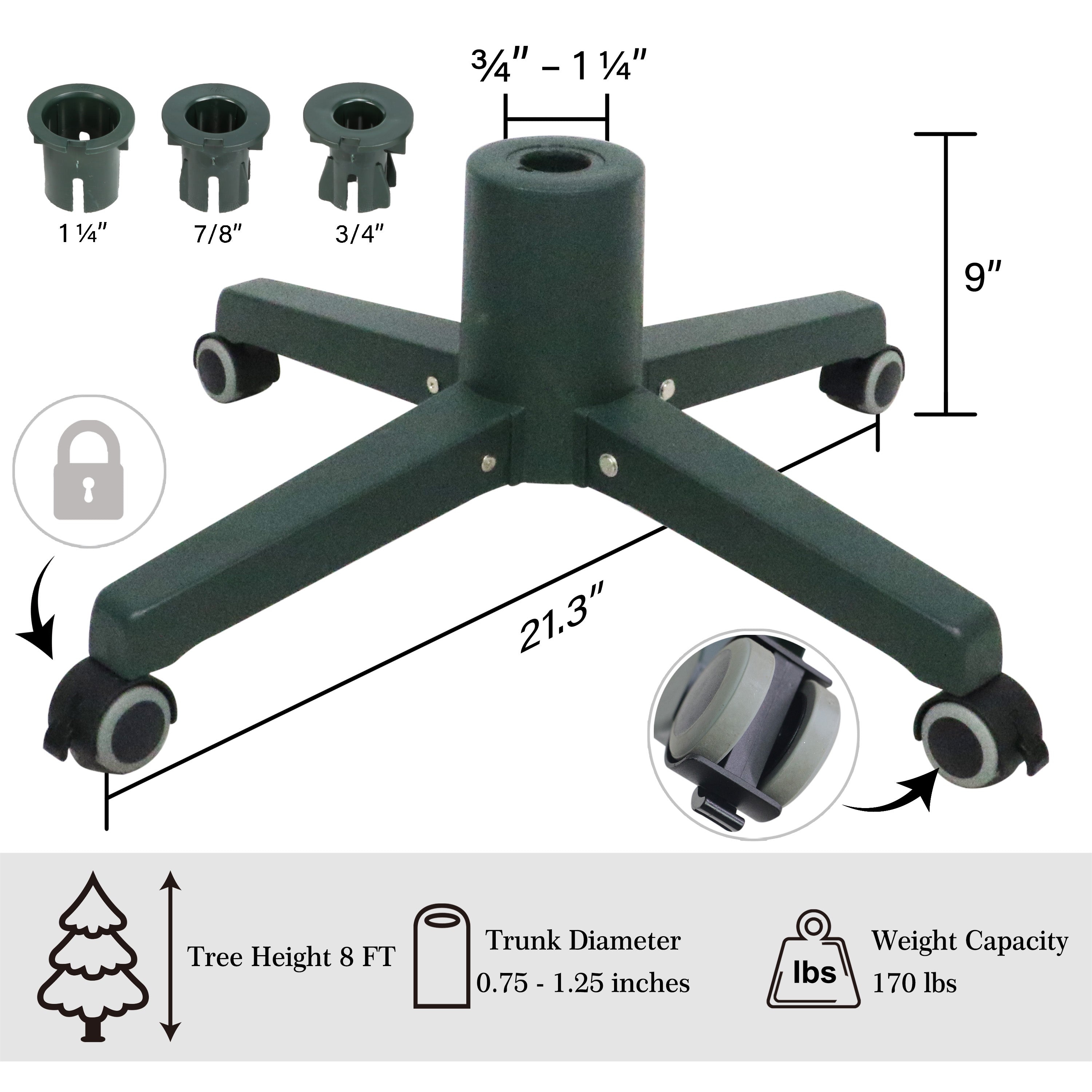 21" Lockable Tree Stand for up to 8' Trees Adjustable